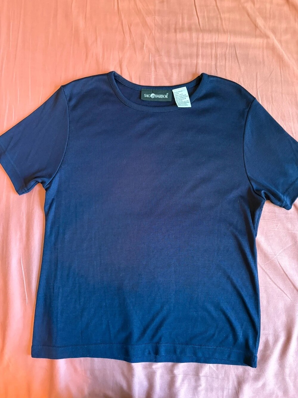 Sag Harbor Women’s Navy Blue Short Sleeve Top Small Vintage 90s
